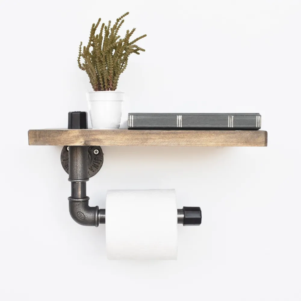Raft din țeavă Hanah Home Boruraf021, Negru / Nuc