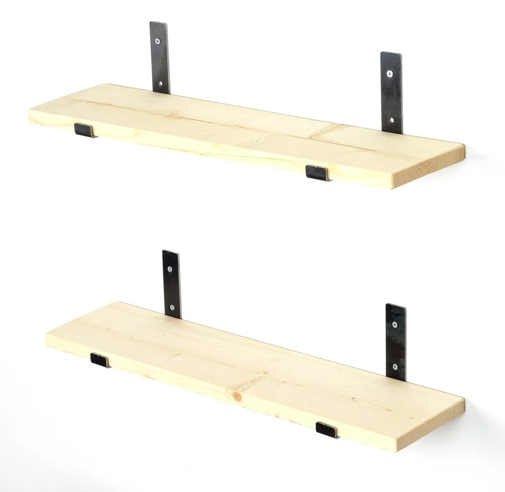 Raft de perete decorativ din lemn Hanah Home Lam008, Negru / Stejar