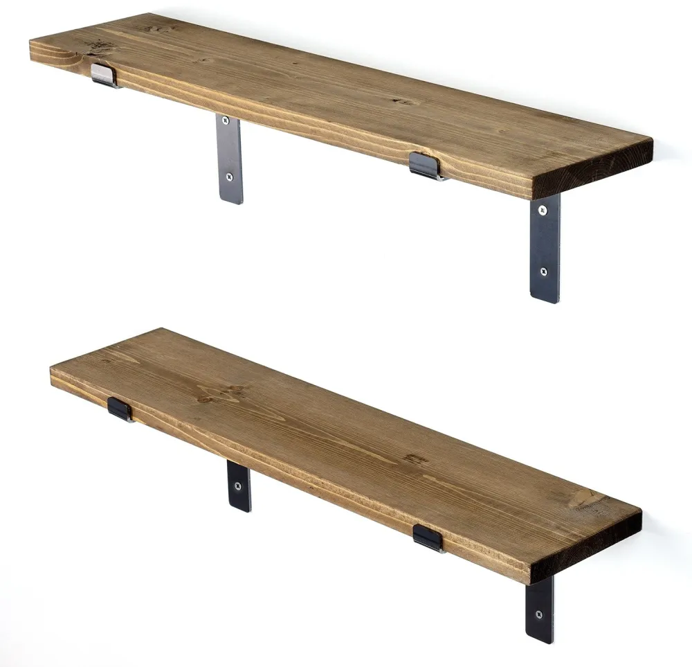 Raft de perete decorativ din lemn Hanah Home Lam004, Negru / Nuc