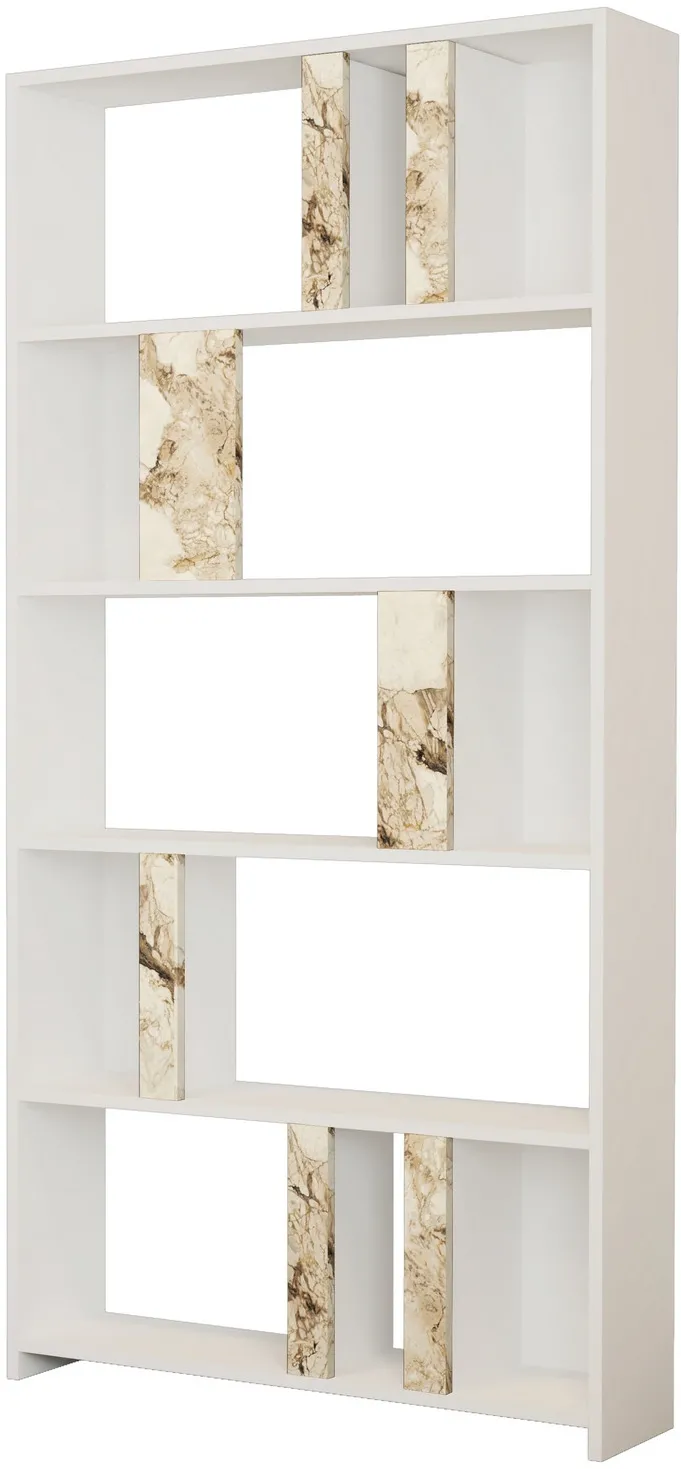 Bibliotecă Hanah Home Lima - White Marble, Alb