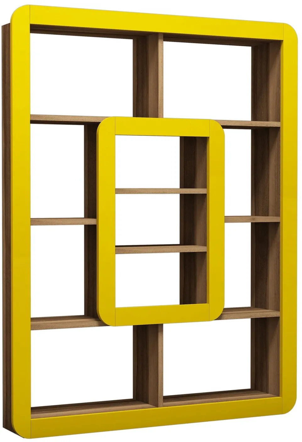 Bibliotecă Hanah Home Orkide, Nuc / Galben