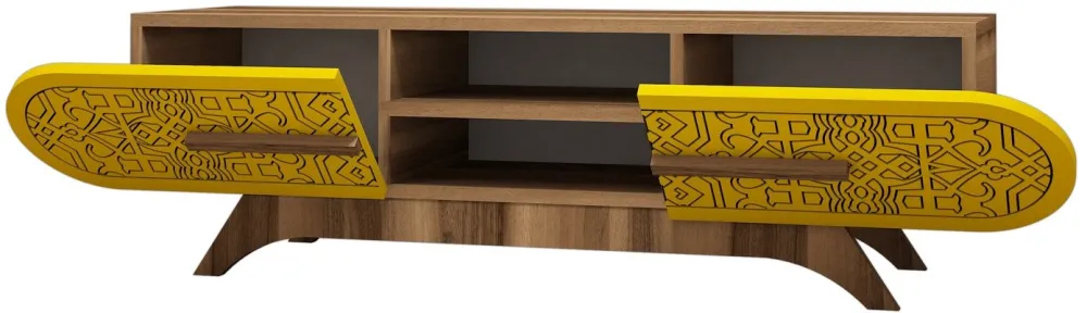 Comodă TV Hanah Home Defne, Nuc / Galben