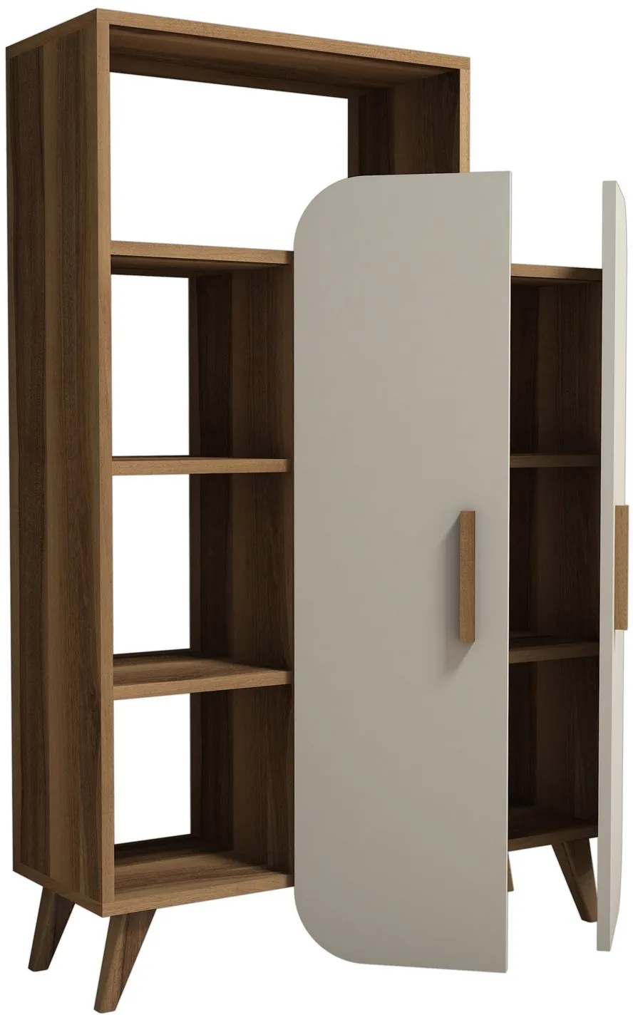 Bibliotecă Hanah Home Form, Nuc / Crem
