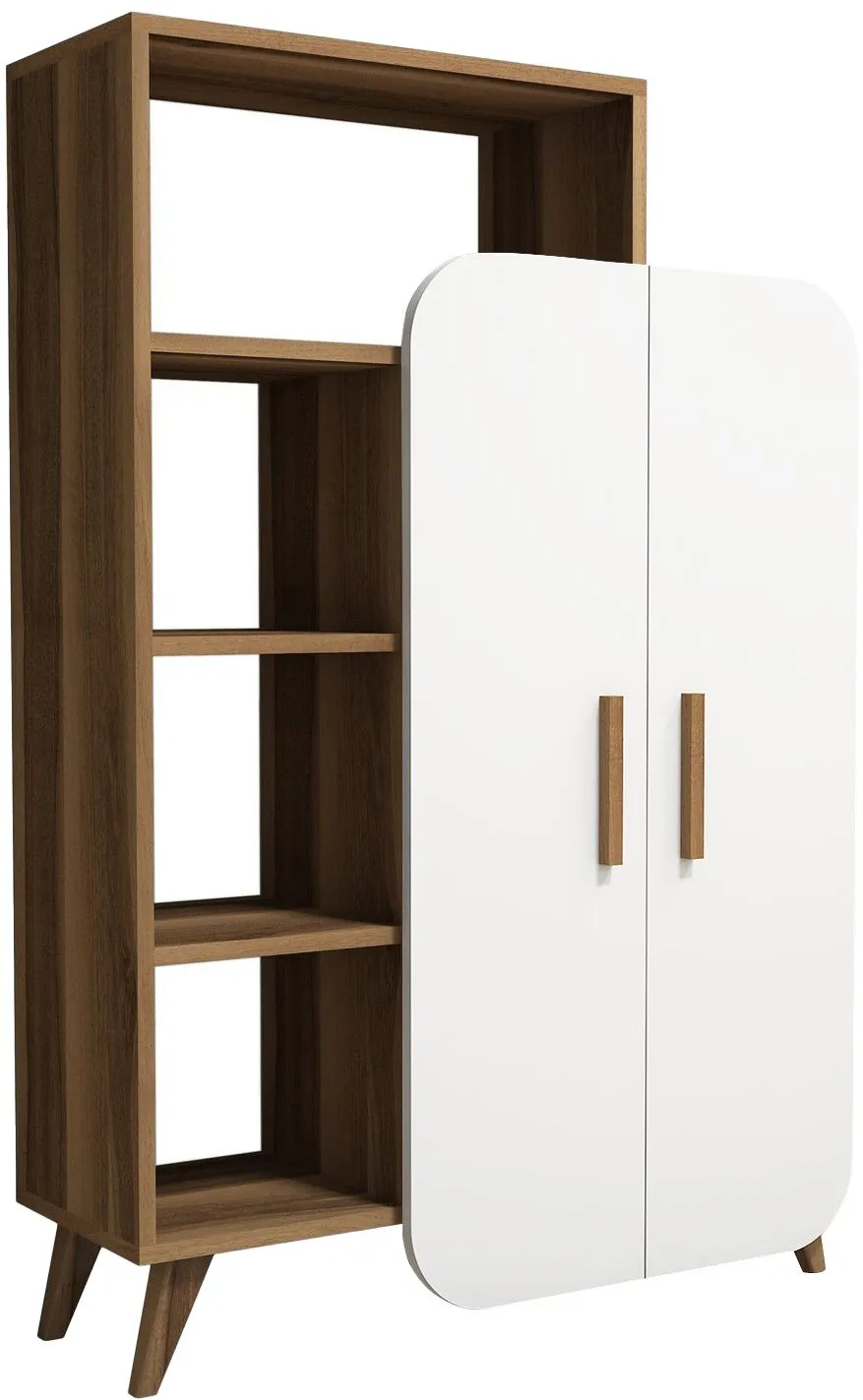 Bibliotecă Hanah Home Form, Nuc / Alb