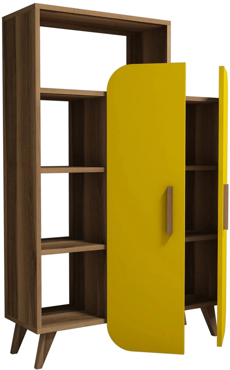Bibliotecă Hanah Home Form, Nuc / Galben