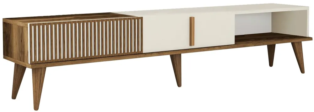 Comodă TV Hanah Home Milan Alt, Nuc / Crem