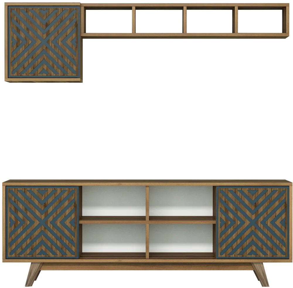 Ansamblu TV Hanah Home Inci, Nuc / Albastru