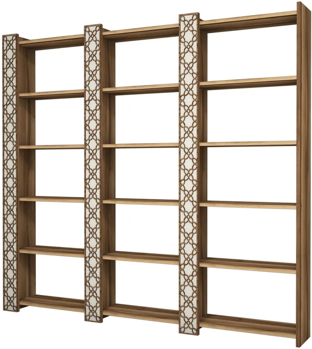 Bibliotecă Hanah Home City 3, Nuc / Crem