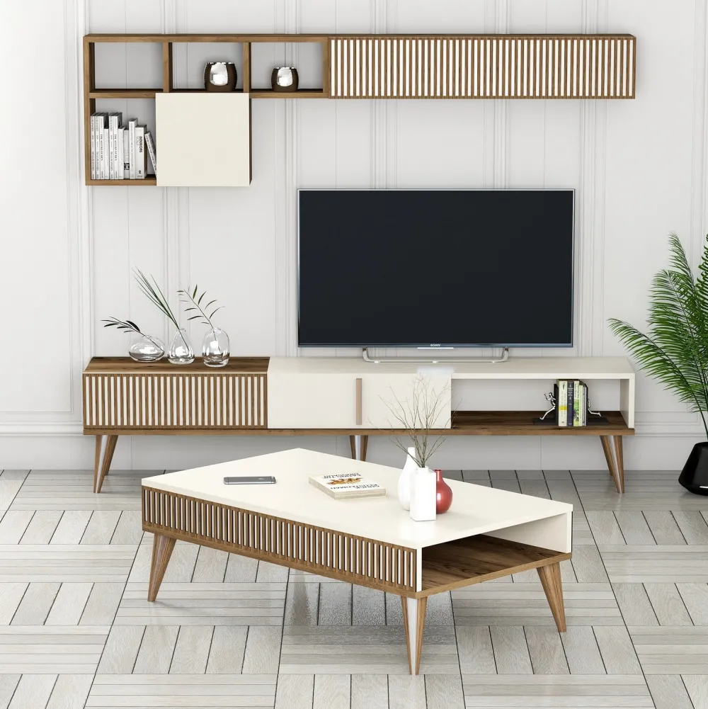 Set mobilier living Hanah Home Milan Set 482, Nuc / Crem