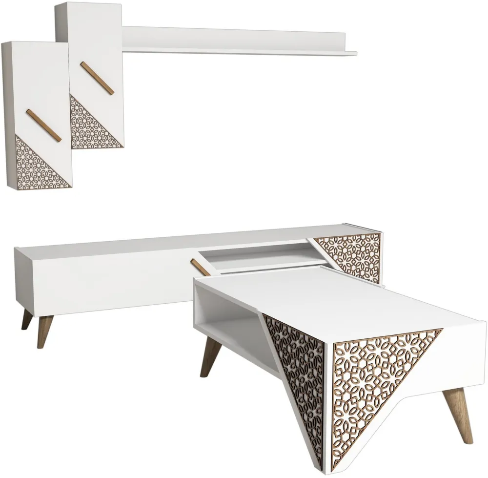 Set mobilier living Hanah Home Beril, Alb