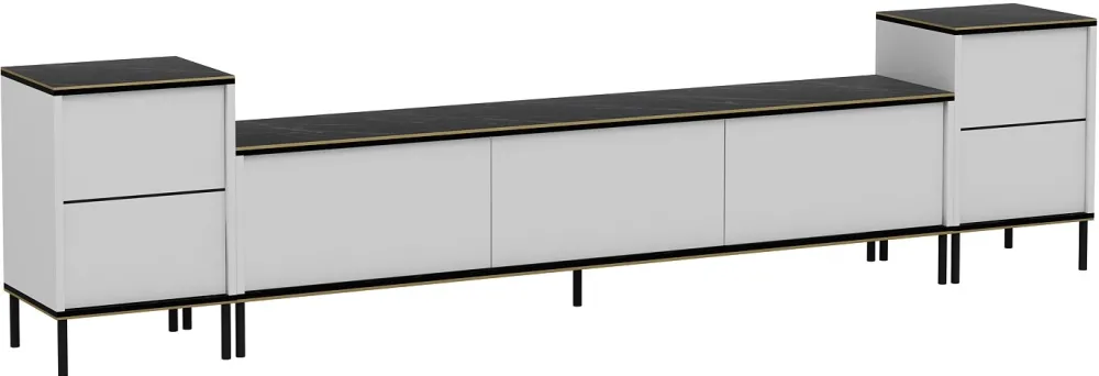Ansamblu TV Hanah Home Imaj - White, Marble, Alb / Negru / Auriu