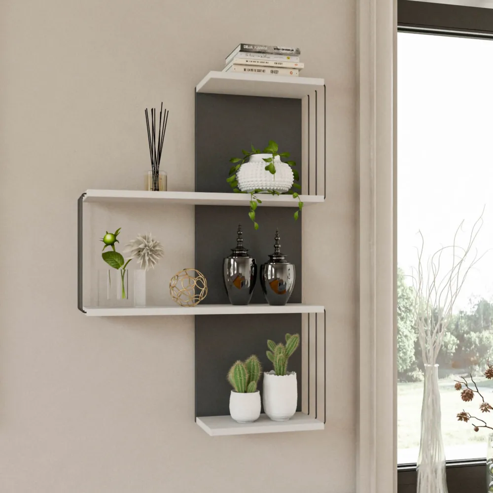 Raft de perete Hanah Home Cambel - Anthracite, Alb / Antracit