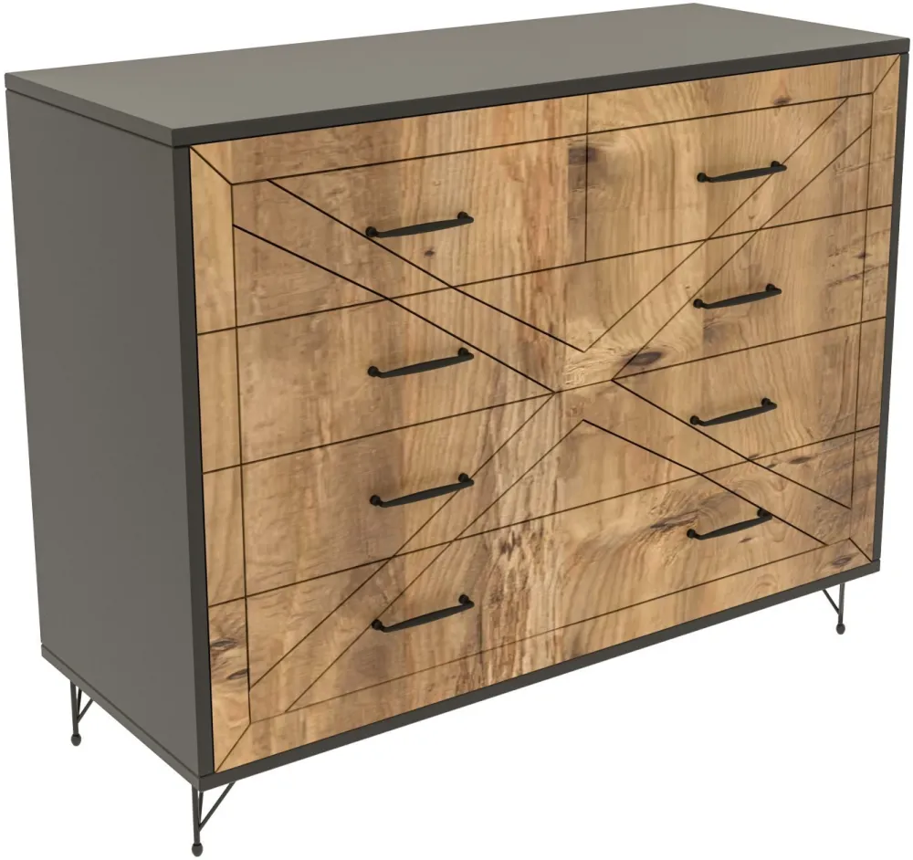 Comodă Hanah Home Comfort, Antracit / Stejar