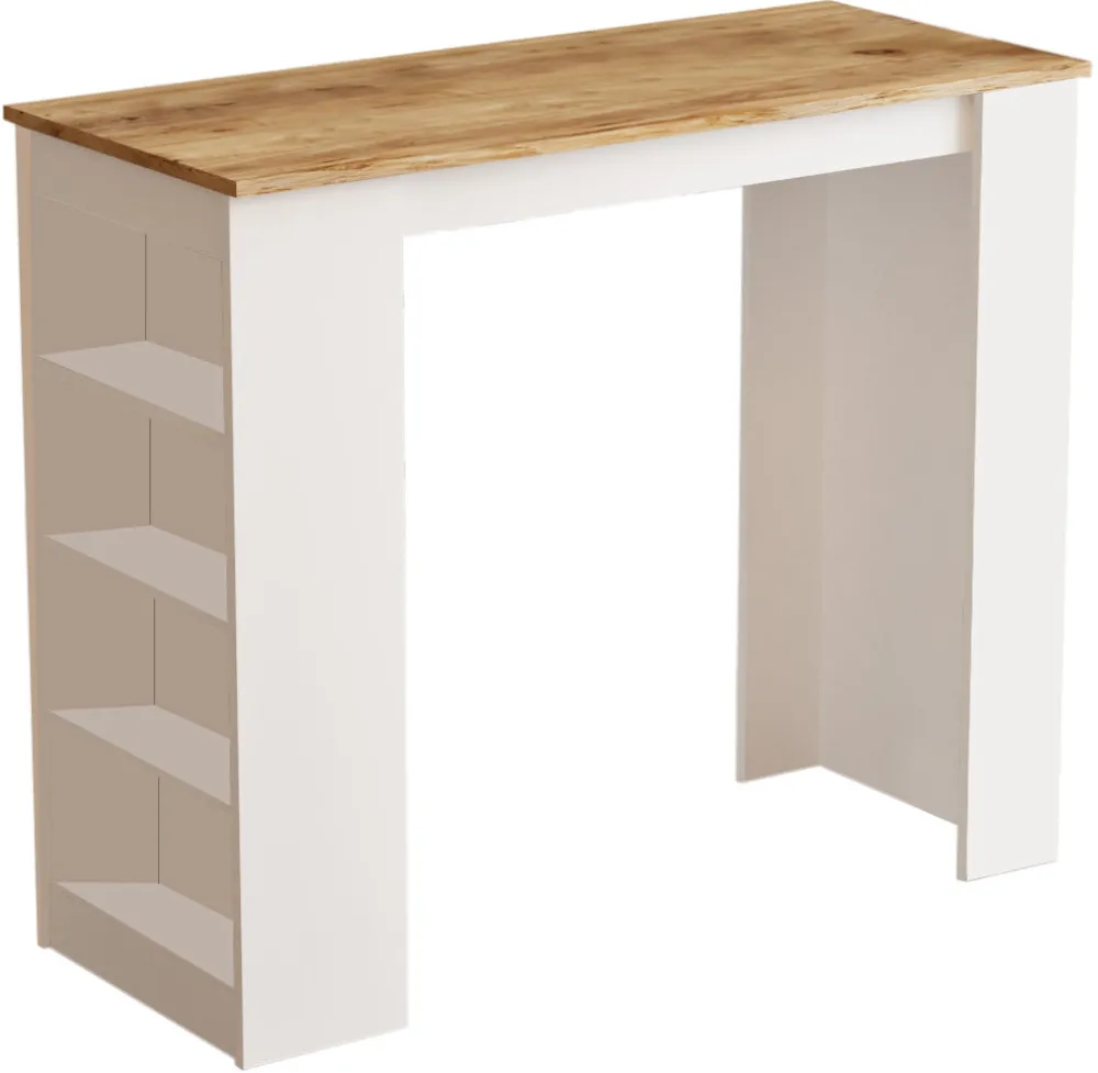 Masă de bar Hanah Home St1-Aw, Pin Atlantic / Alb