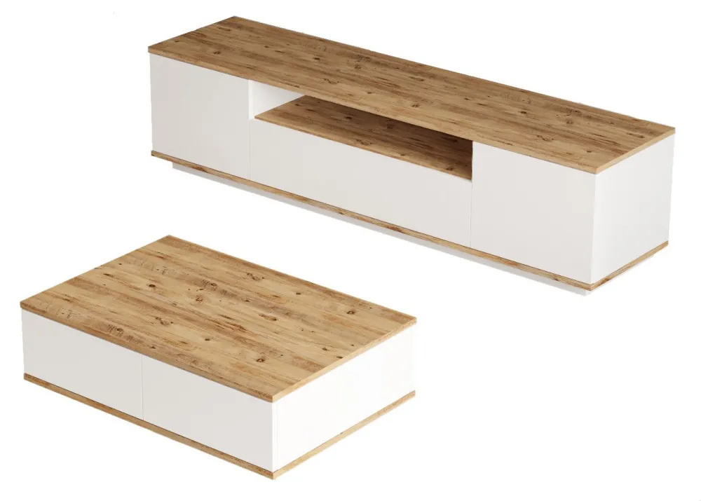 Set mobilier living Hanah Home Fr17-Aw, Pin Atlantic / Alb