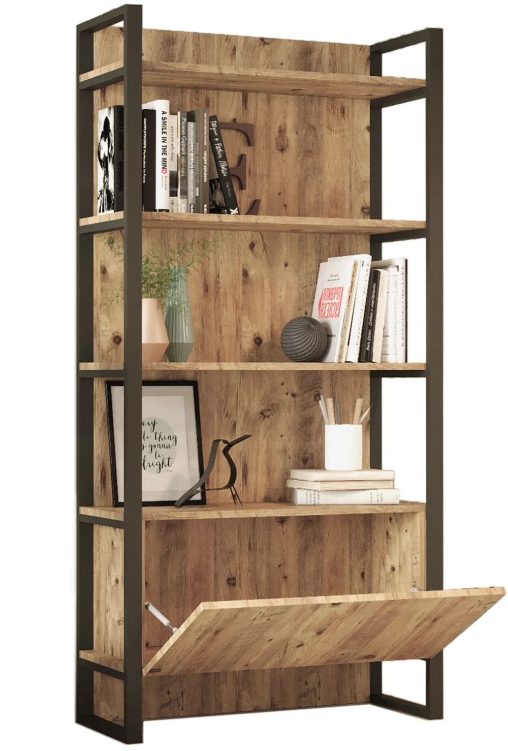 Bibliotecă Hanah Home Ml6-A, Pin Atlantic