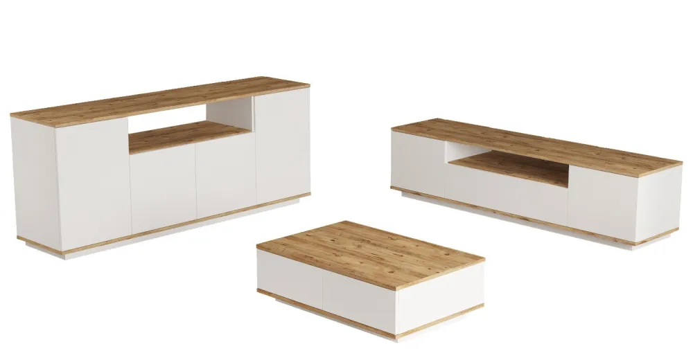 Set mobilier living Hanah Home Fr18-Aw, Pin Atlantic / Alb