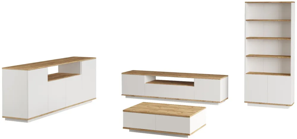 Set mobilier living Hanah Home Fr19-Aw, Pin Atlantic / Alb