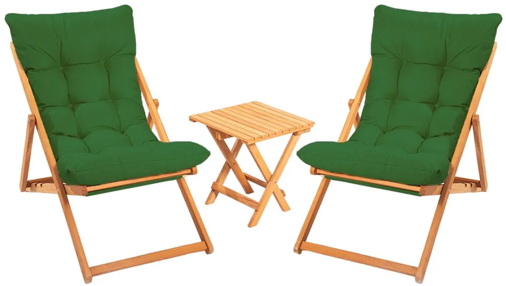 Set masă de grădină cu scaune (3 piese) Hanah Home My005 - Green, Verde  / Natural