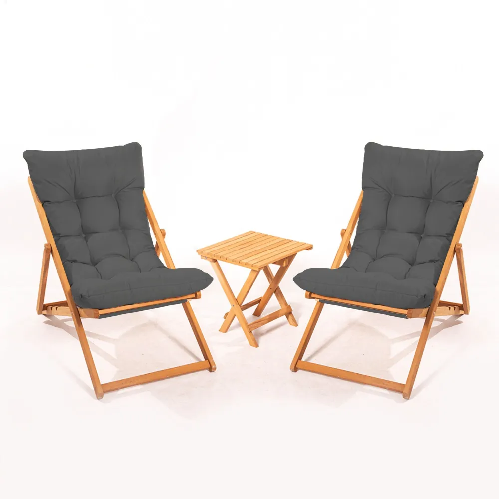 Set masă de grădină cu scaune (3 piese) Hanah Home My005 - Grey, Gri / Natural