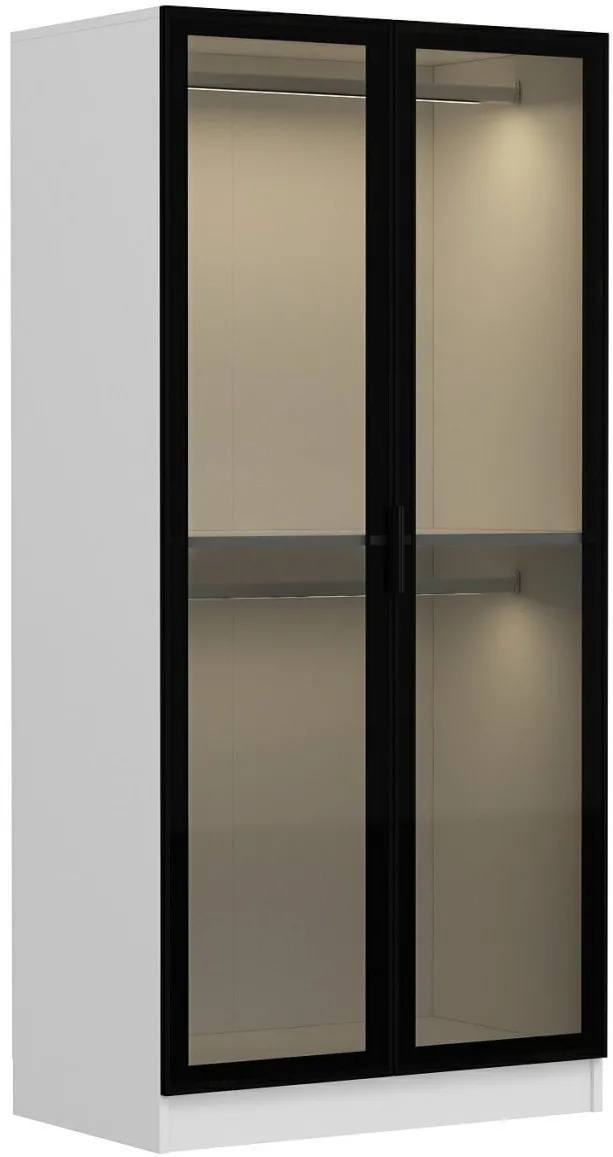 Dulap Hanah Home Kale Glass Black - 210, Negru / Alb