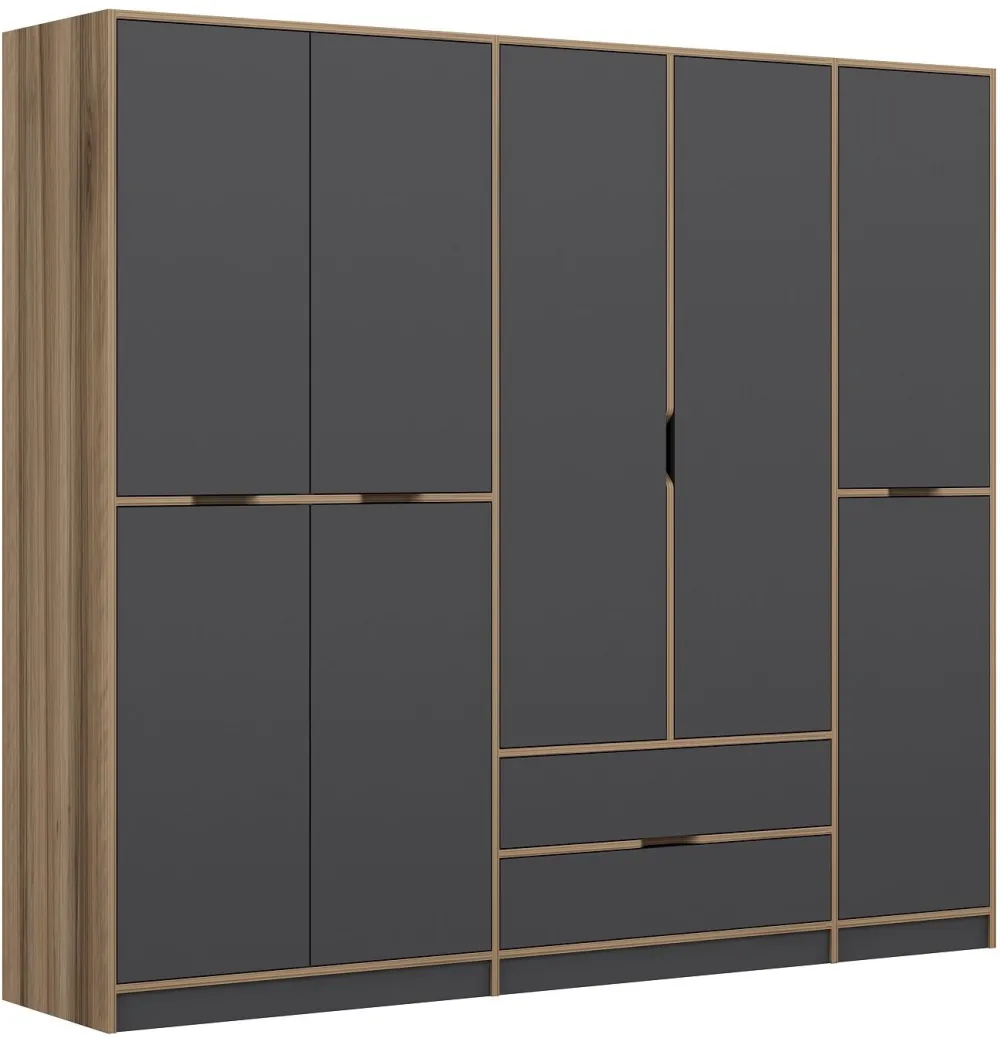 Dulap Hanah Home Elina - 8164, Antracit / Auriu