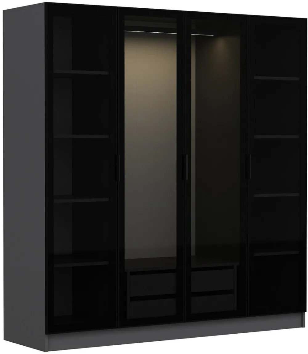 Dulap Hanah Home Kale - 6090, Antracit / Negru