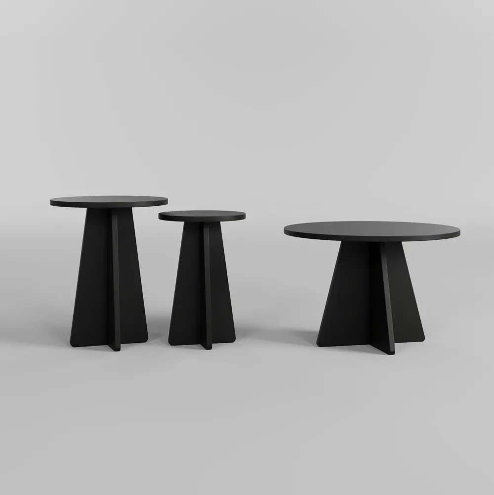 Set măsuțe de cafea Hanah Home Mushroom 2, Negru
