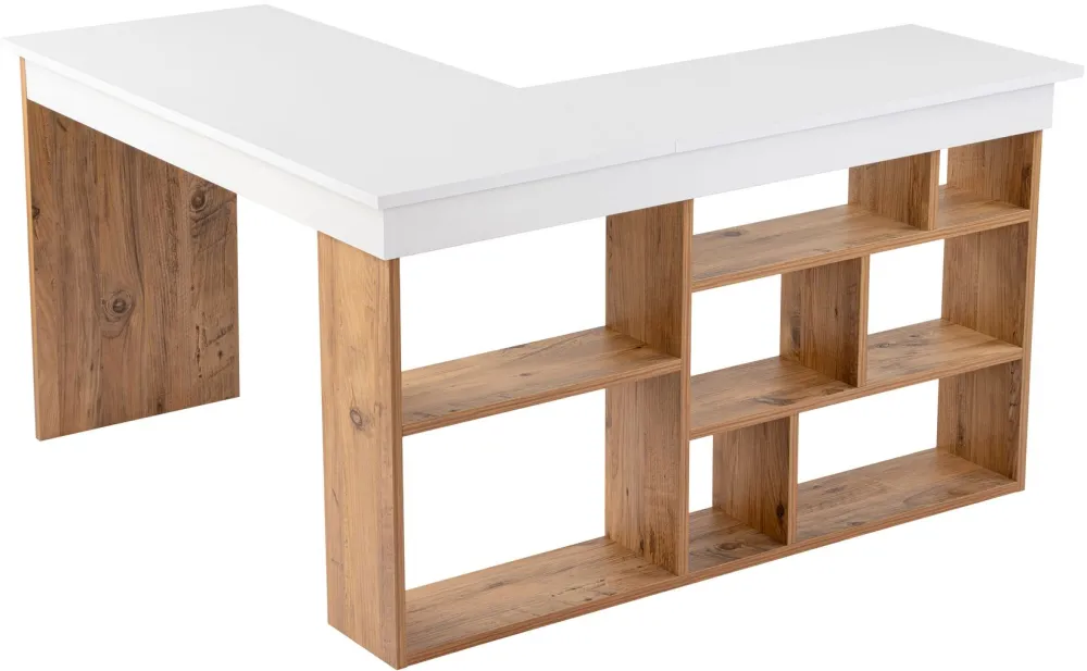 Birou Hanah Home Vesper, Alb / Pin Atlantic