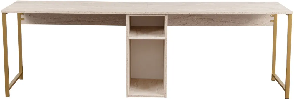 Birou Hanah Home Twin Study Desk, Travertin / Auriu