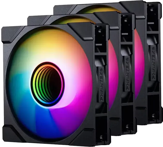 Set 4 ventilatoare Phanteks M25 Gen2 PWM D-RGB 120 mm (1 standard + 3 reverse blade) negru