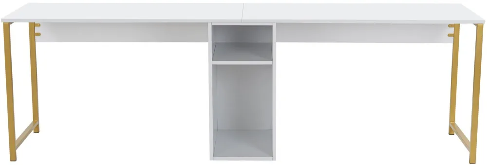 Birou Hanah Home Twin Study Desk, Alb / Auriu