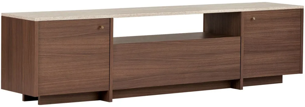 Comodă TV Hanah Home Alvar, Travertin / Nuc Milano