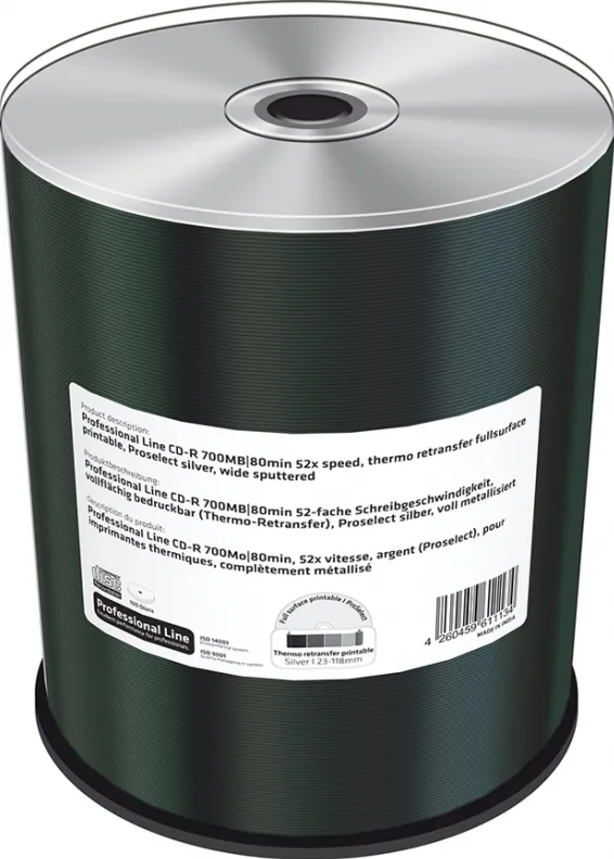 Set 100 CD-R MediaRange ProfLine MRPL504 700MB 80min argintiu imprimabil