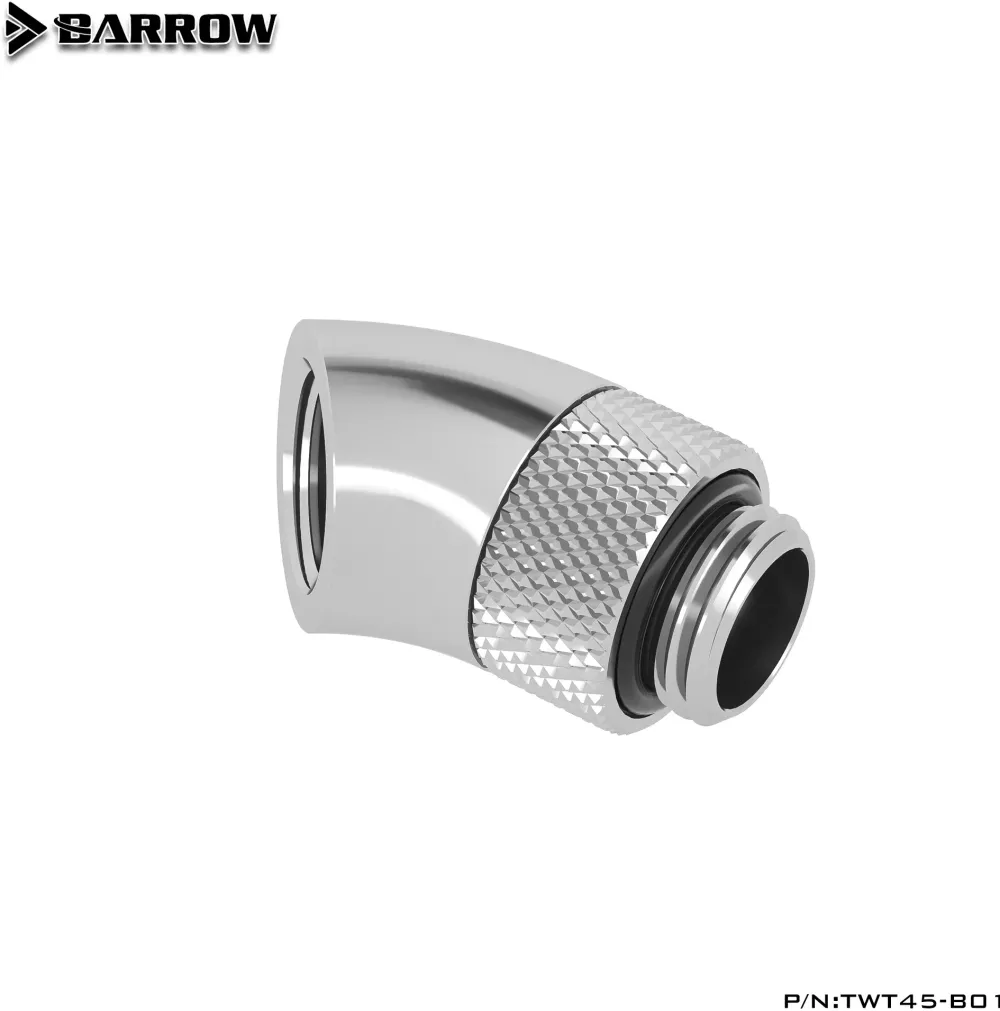 Adaptor rotativ 45 grade Barrow G1/4 inch mama la G1/4 inch tata argintiu
