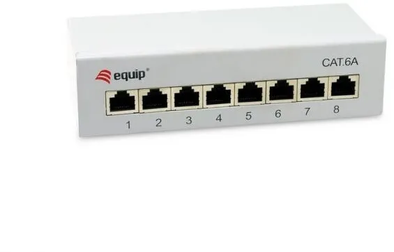 Panou patch desktop EQUIP 326522 12 porturi RJ45 Cat6a 500 MHz gri RAL 7035