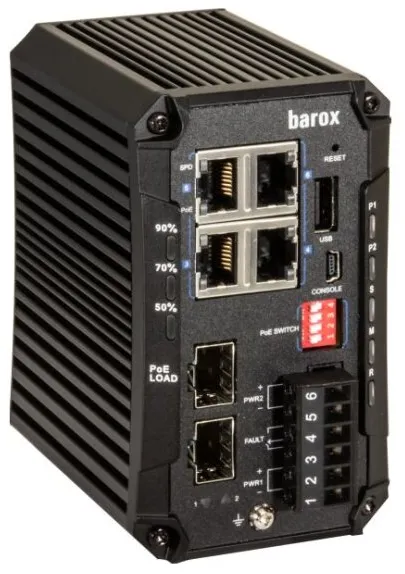 Switch Barox 4-Port 10/100/1000TX PoE 90W Manage. 2xSFP