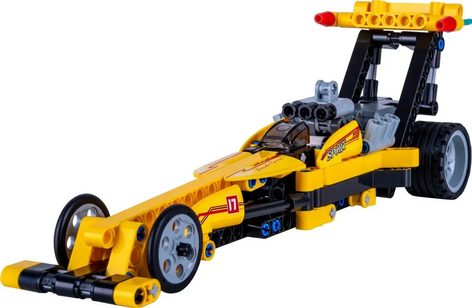 Masinuta din piese de constructie Jamara CaDA Drag Racing 1:24 galben