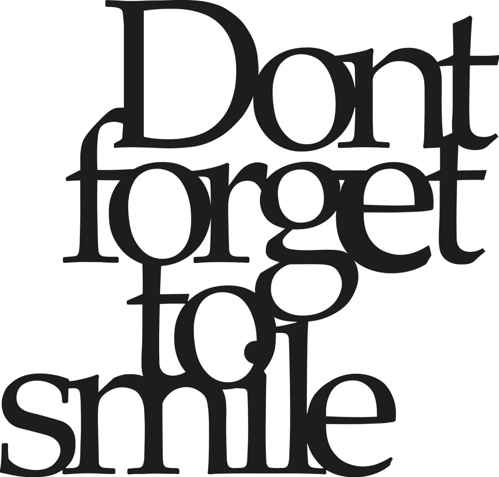 Decorațiune de perete din metal Wallity Dont Forget To Smile, Negru
