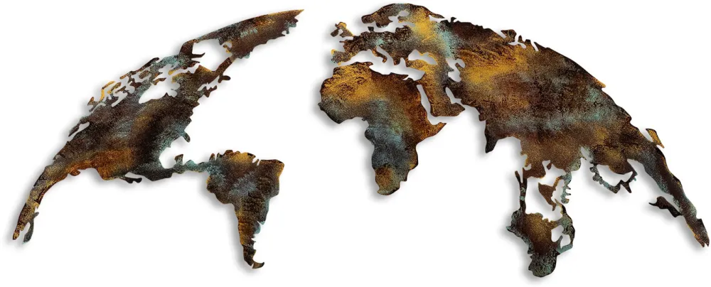 Decorațiune de perete din metal Wallity World Map Medium - 3, Multicolor