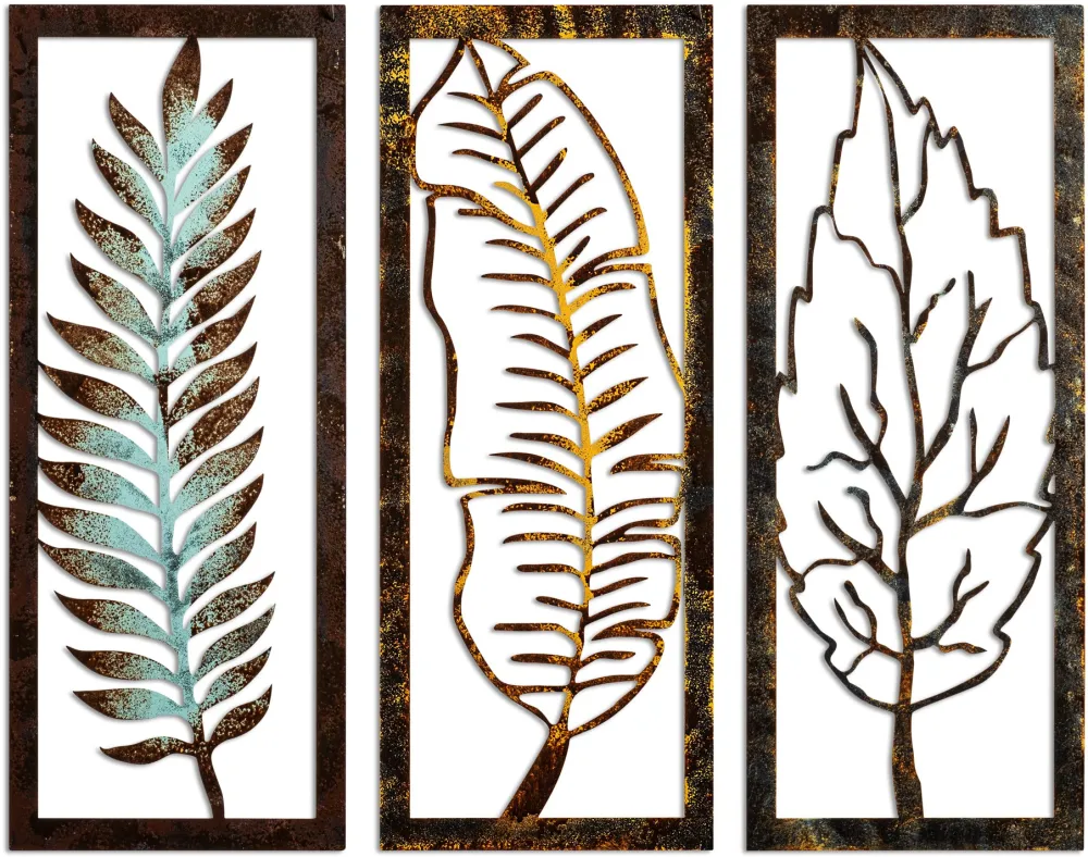 Decorațiune de perete din metal Wallity Leaf 35, Multicolor