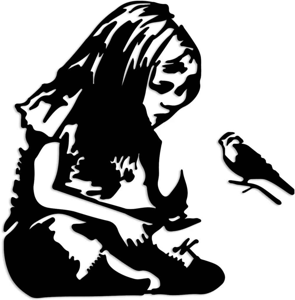 Decorațiune de perete din metal Wallity Banksy Metal 07, Negru