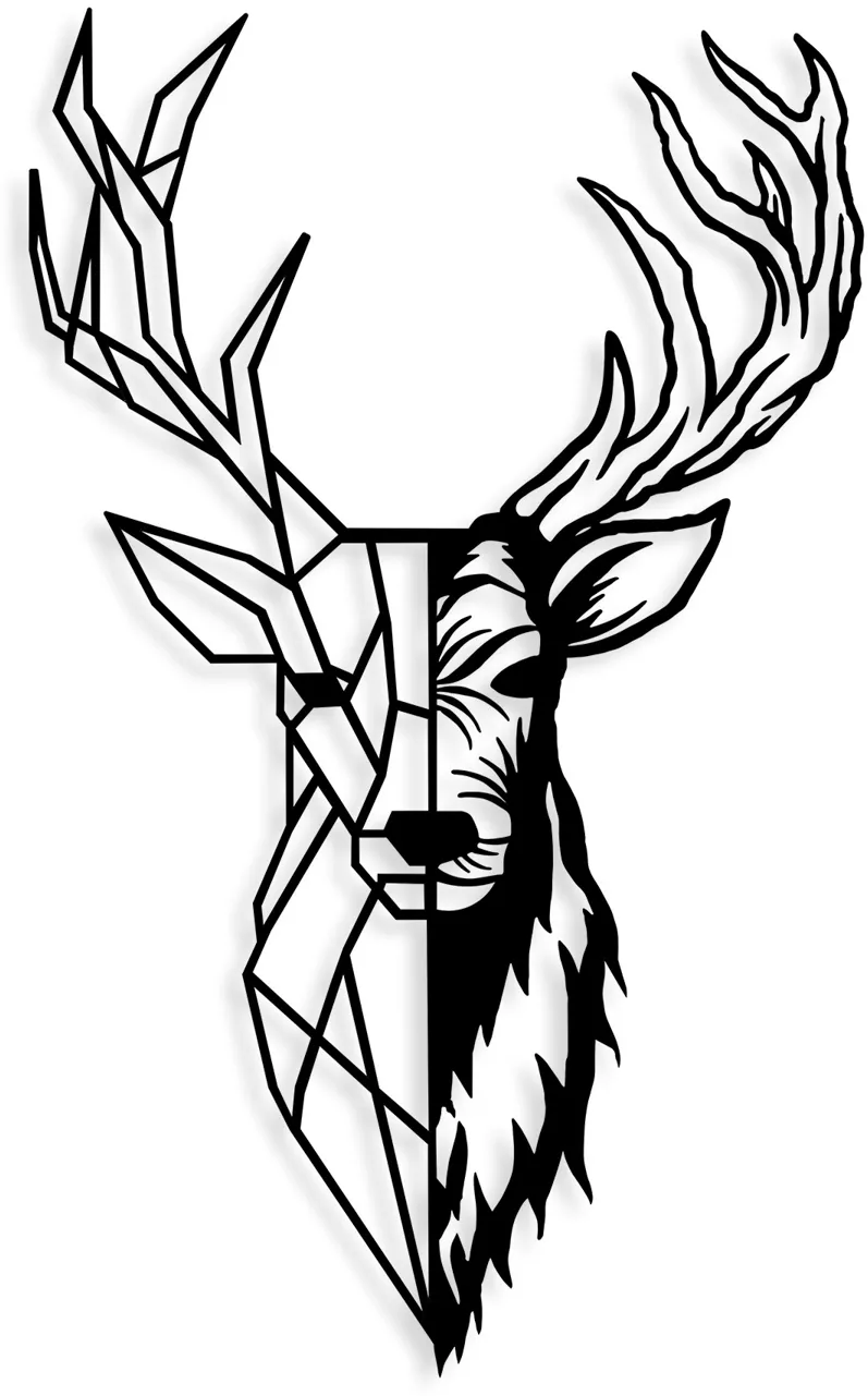 Decorațiune de perete din metal Wallity Red Deer 2, Negru