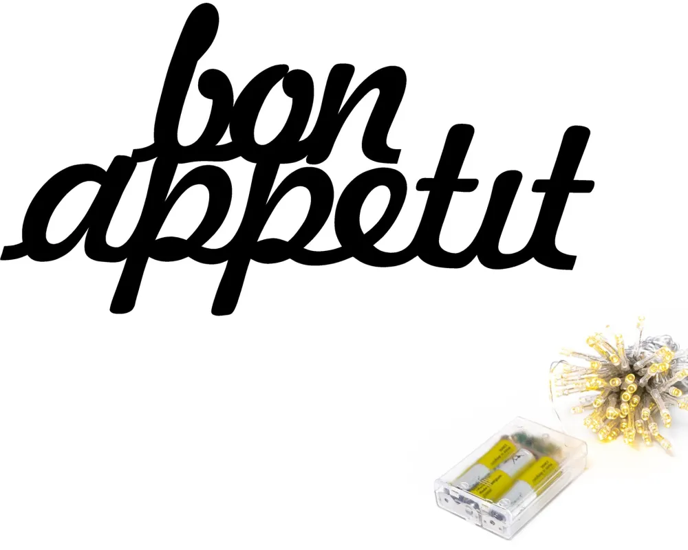 Decorațiune de perete din metal Wallity Bon Appetit 171, Negru