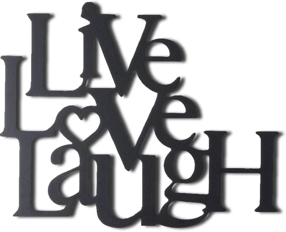 Decorațiune de perete din metal Wallity Live Love Laugh, Negru