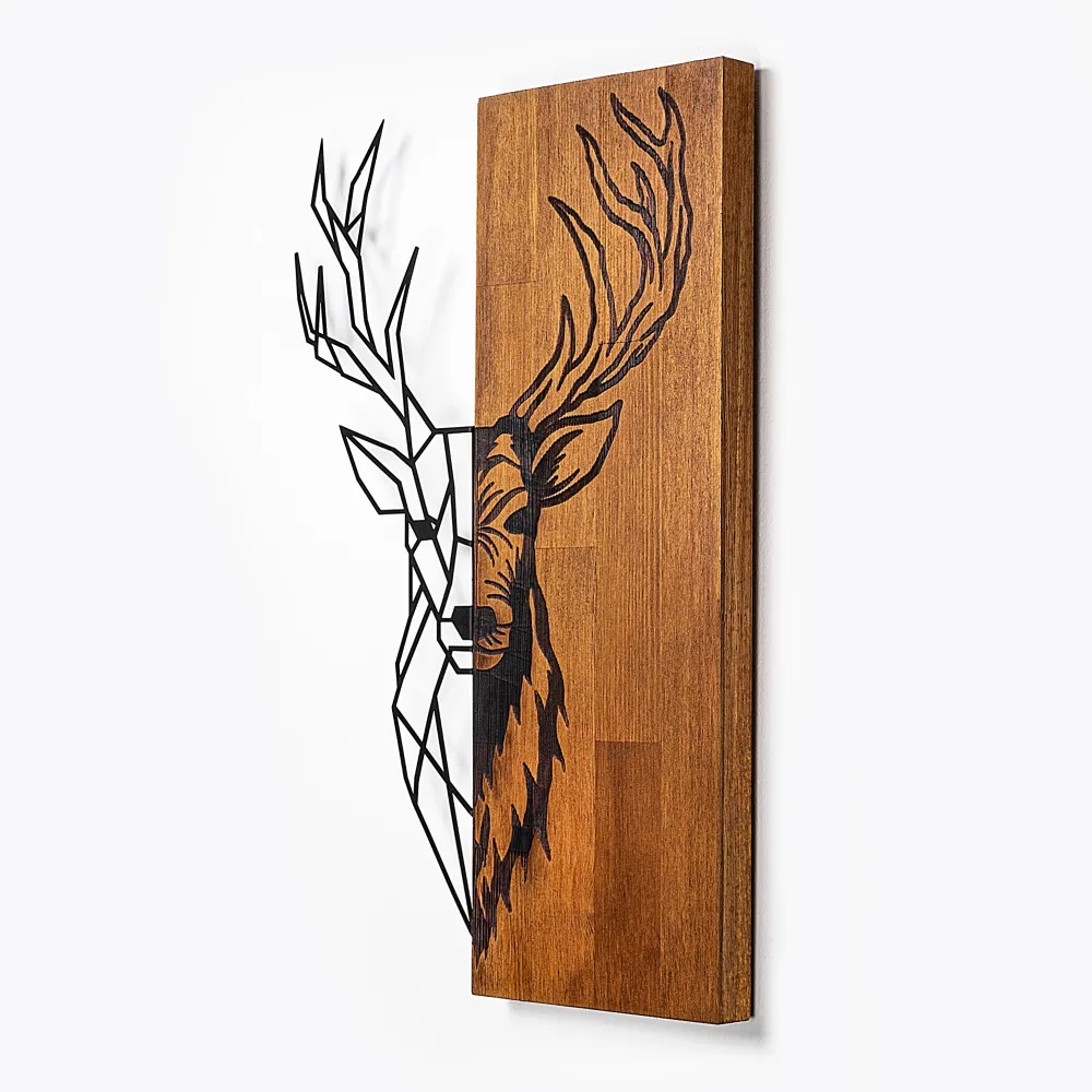Decorațiune de perete din lemn Wallity Red Deer 1, Nuc / Negru