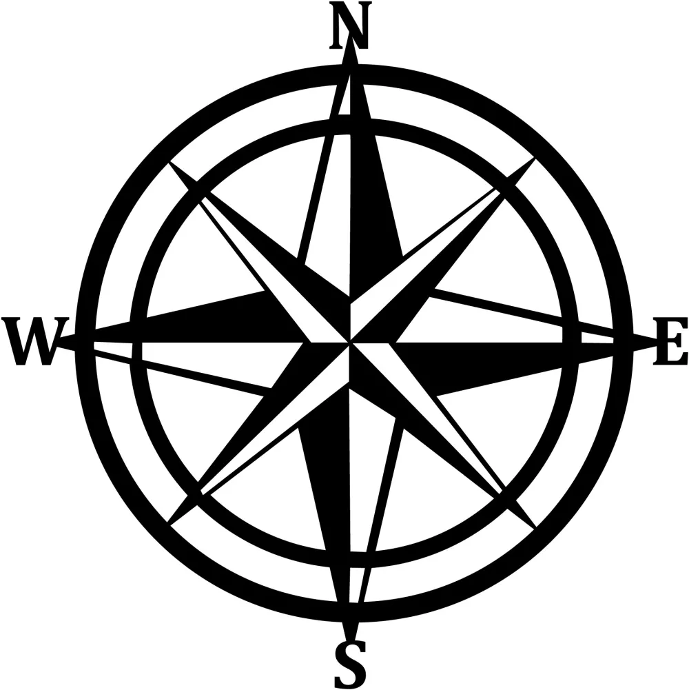 Decorațiune de perete din metal Wallity Compass, Negru