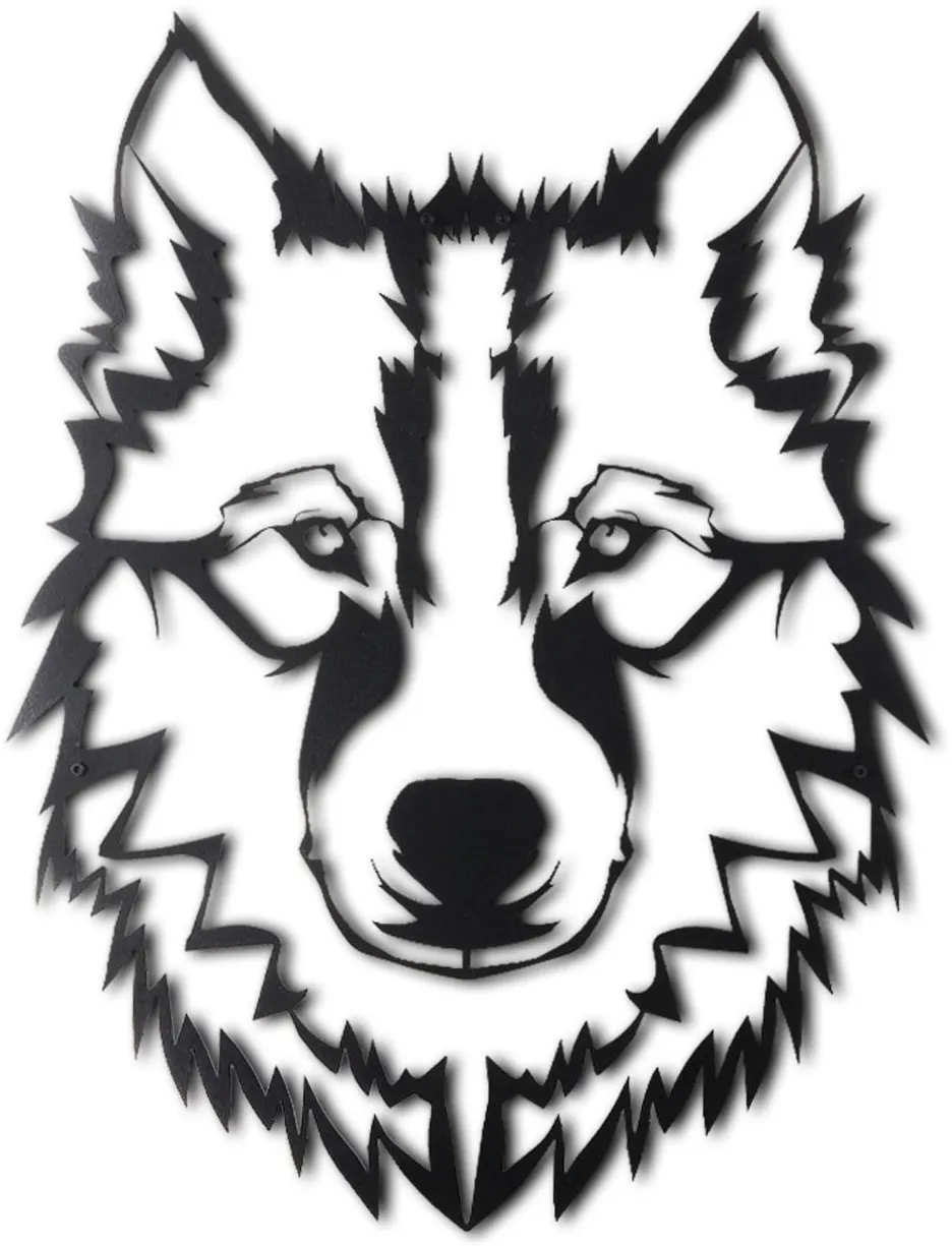 Decorațiune de perete din metal Wallity Wolf v11, Negru