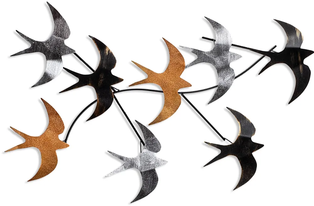 Decorațiune de perete din metal Wallity Flying Birds 2, Multicolor