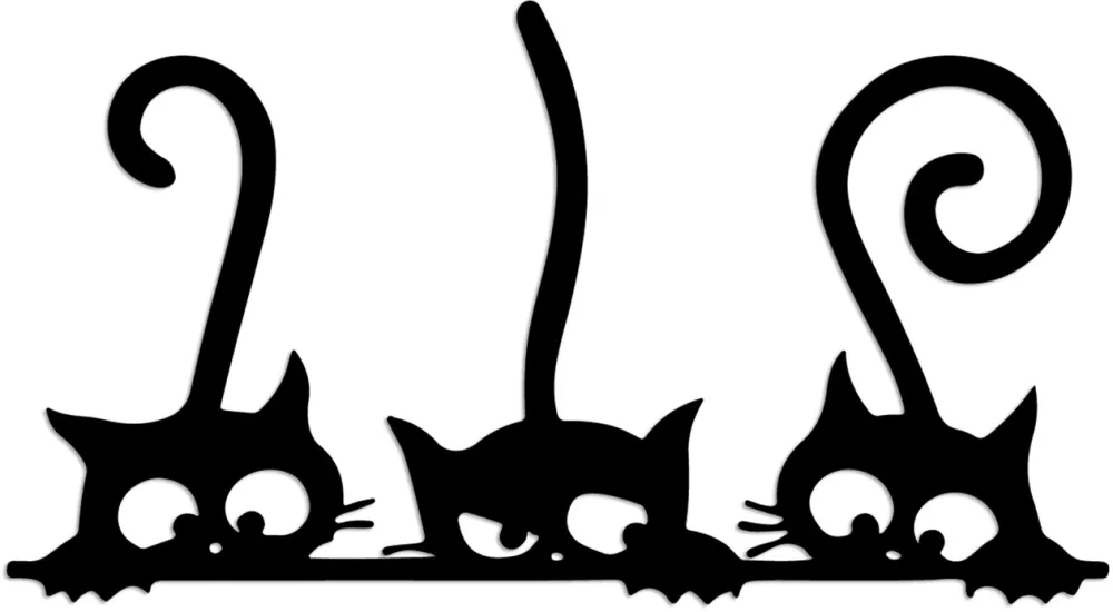 Decorațiune de perete din metal Wallity Cat 5, Negru